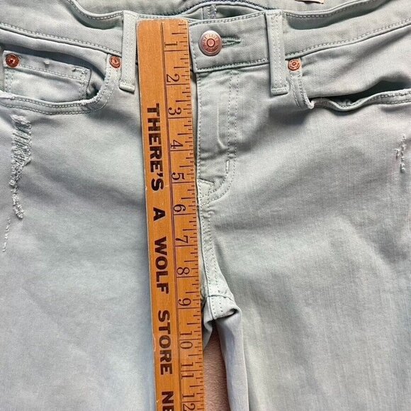 Anthropologie Level 99 Jeans Women 27 Mint Lily Roll Up Crop Mid Rise Distressed - Picture 5 of 14
